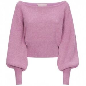 Keepsake Label S Purple Alpaca Wool Sweater Off Shoulder Purple Balloon Sleeve